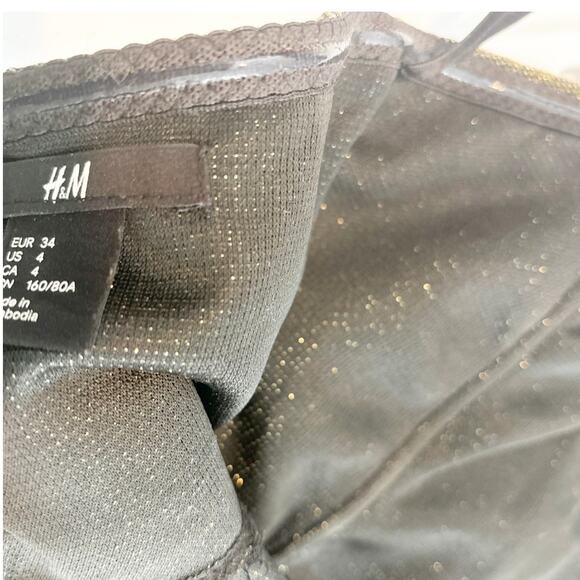 H&M Metallic Strapless Sweetheart Neck Cocktail Mini Dress Size 4 - Picture 6 of 7